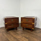 Pair of Campaign Style Hardwood Bedside Chests