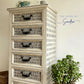 Hand-Painted Tallboy Chest of Drawers in Artisan Dash Pattern, Upcycled Furniture
