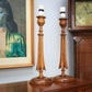 A Pair of Wooden Carved Walnut Table lamps