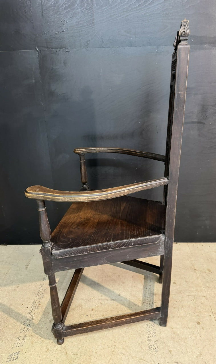 Carved Oak Wainscot Arm Chair