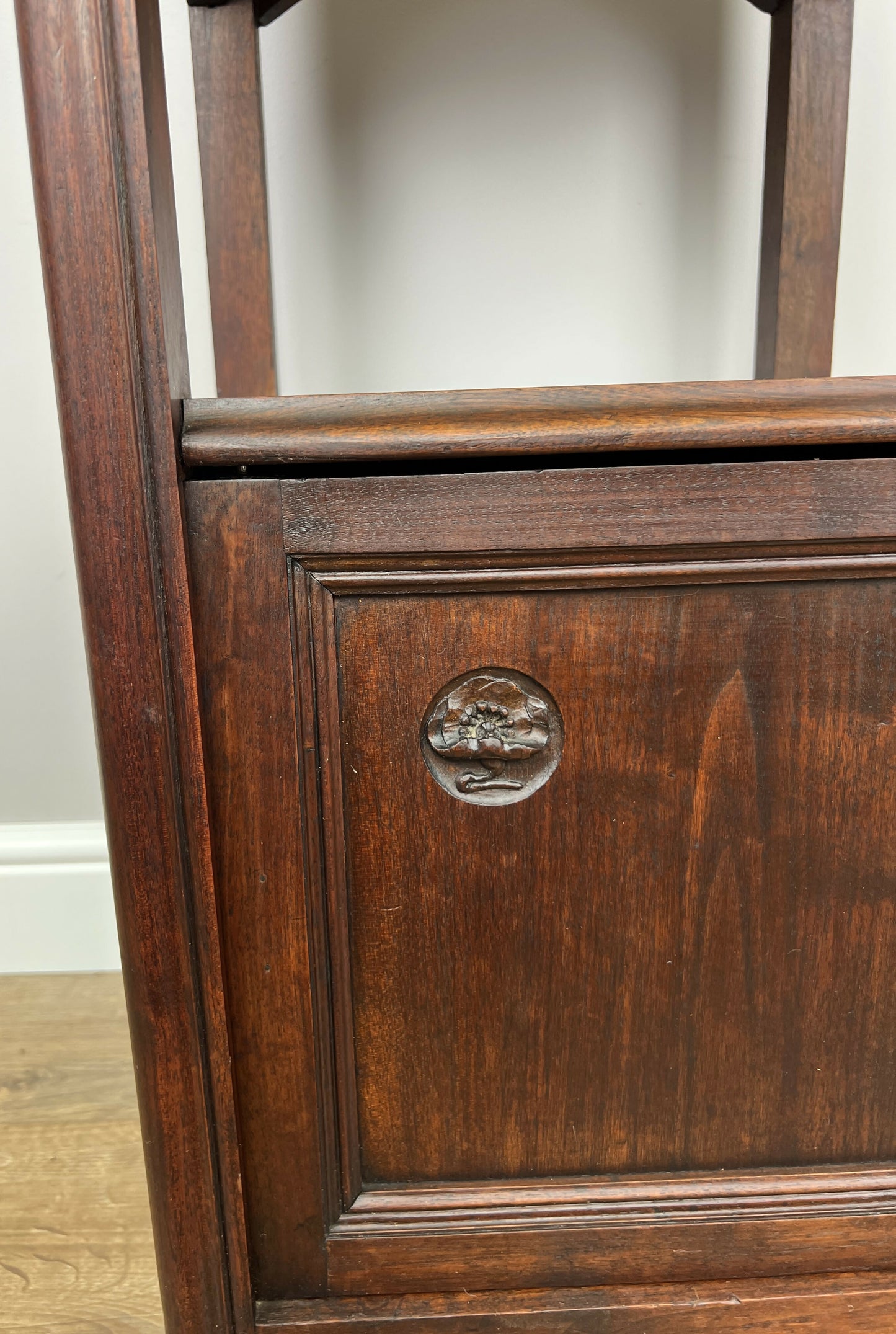 Bedside Table Antique French Style Marble Top Walnut Cabinet Nightstand LOT 6239