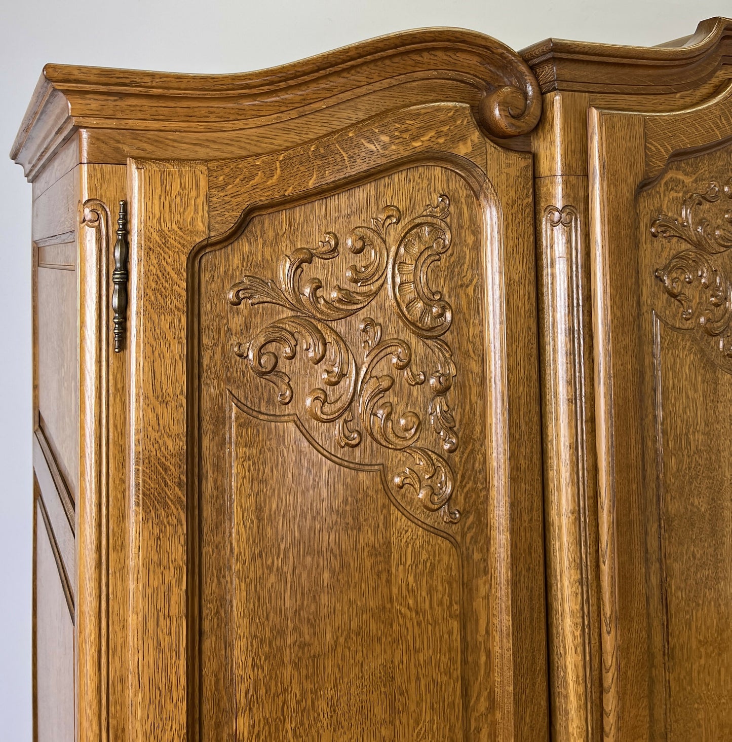 Wardrobe Vintage French Louis XVI Style Five Door Oak Carved Armoire LOT 6457