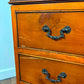 Reproduction Yew Wood Pedestal Desk with Green Leather