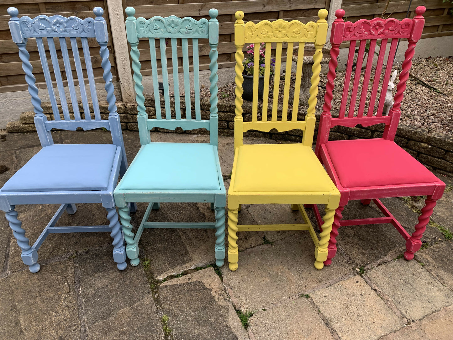 Hand Painted Multi Coloured Dining Chairs