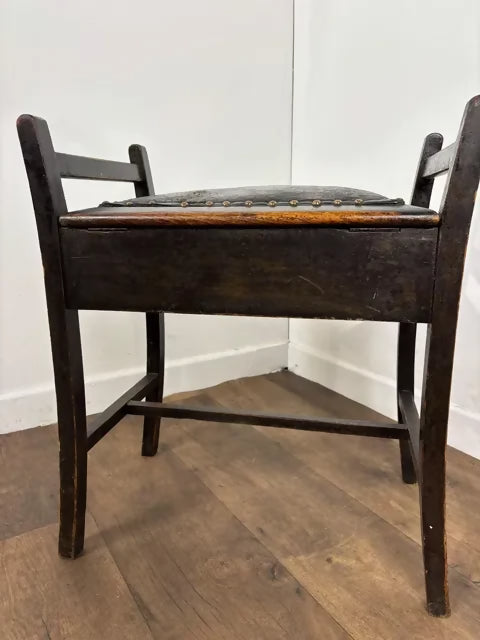 Vintage Beech Piano Stool with Lift-Up Storage