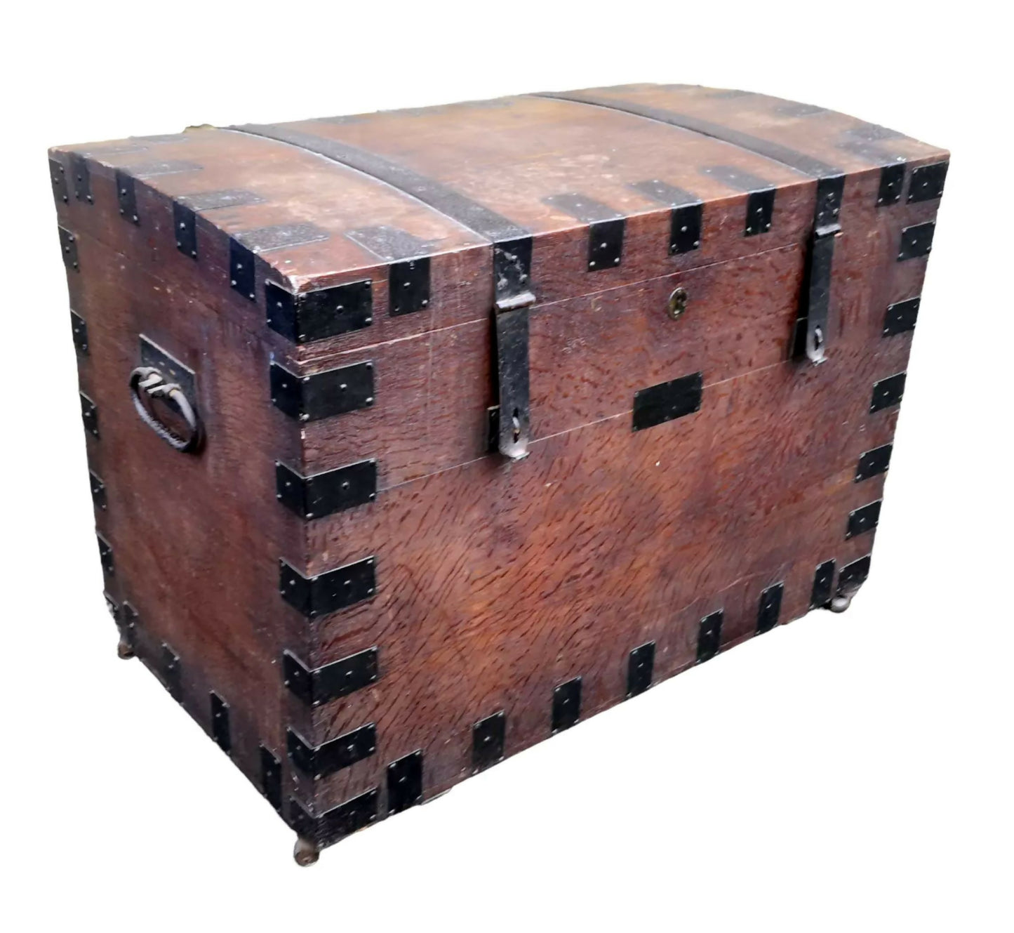 19th Century Oak & Metal Banded Silver Chest