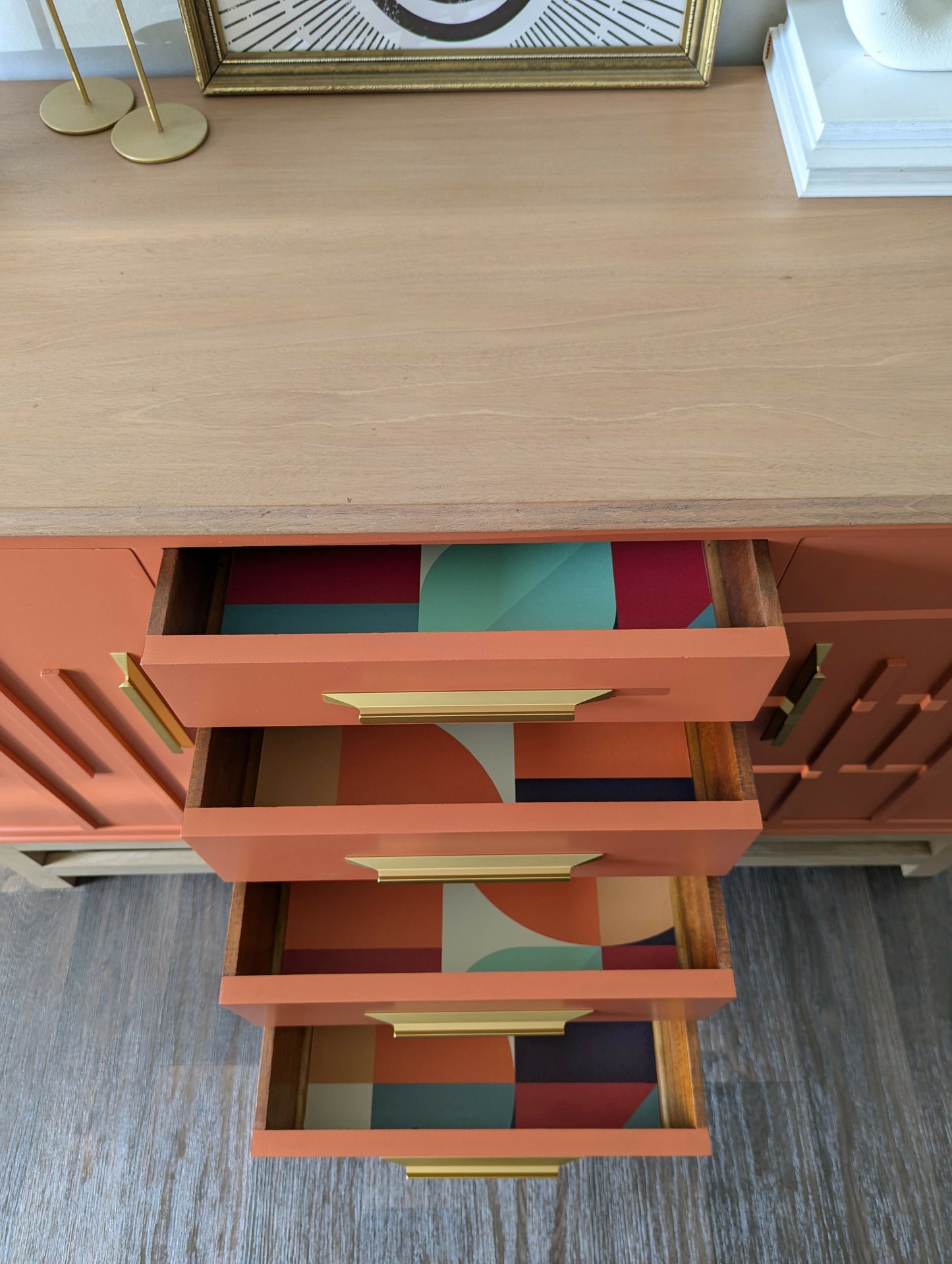 Burnt Oak Orange Vintage Sideboard Cocktail Drinks Cabinet