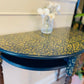 Half Moon Hall Table Upcycled/Refurbished Blue and Gold