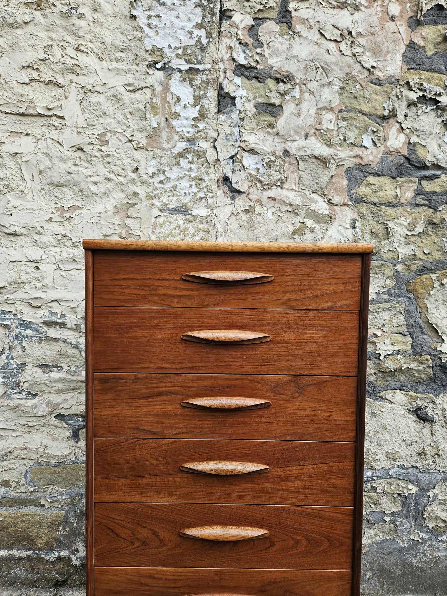 Austinsuite Chest of Drawers: Mid-Century Modern Tallboy Cabinet Teak Six Drawer