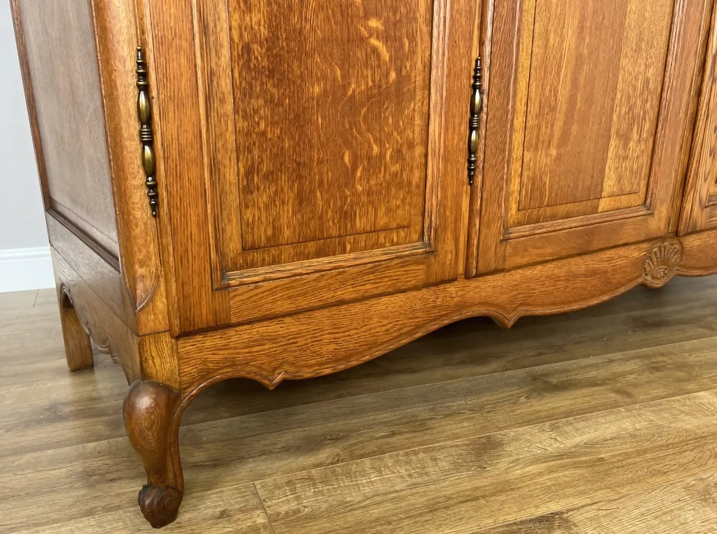 Wardrobe Vintage French Louis XVI Style Four Door Oak Carved Armoire LOT 6080