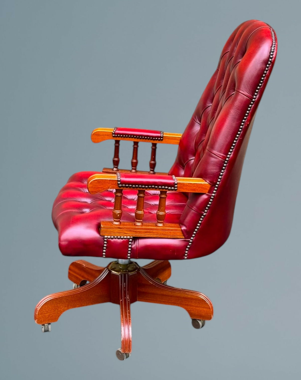 Red Leather Chesterfield Office Chair - Directors Chair