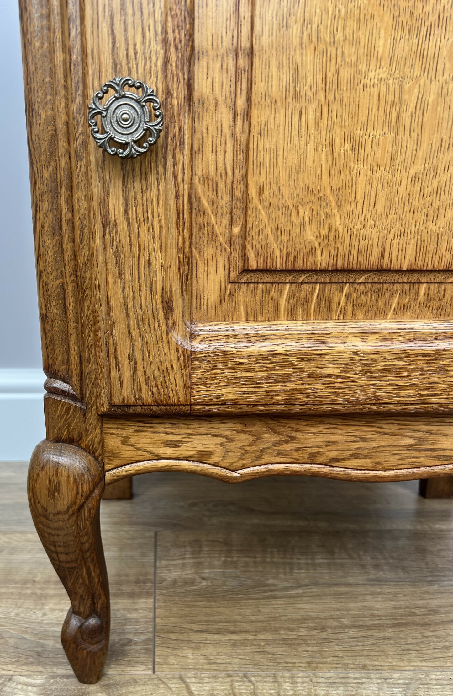 Pair of Bedside Tables Vintage French Louis Oak Nightstands Cabinets LOT 6217