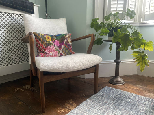 Mid Century Parker Knoll Chair in Boucle Fabric. Fully Refurbished and Reupholstered