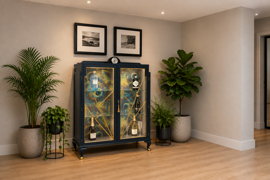 Art Deco Blue & Gold Display Cabinet