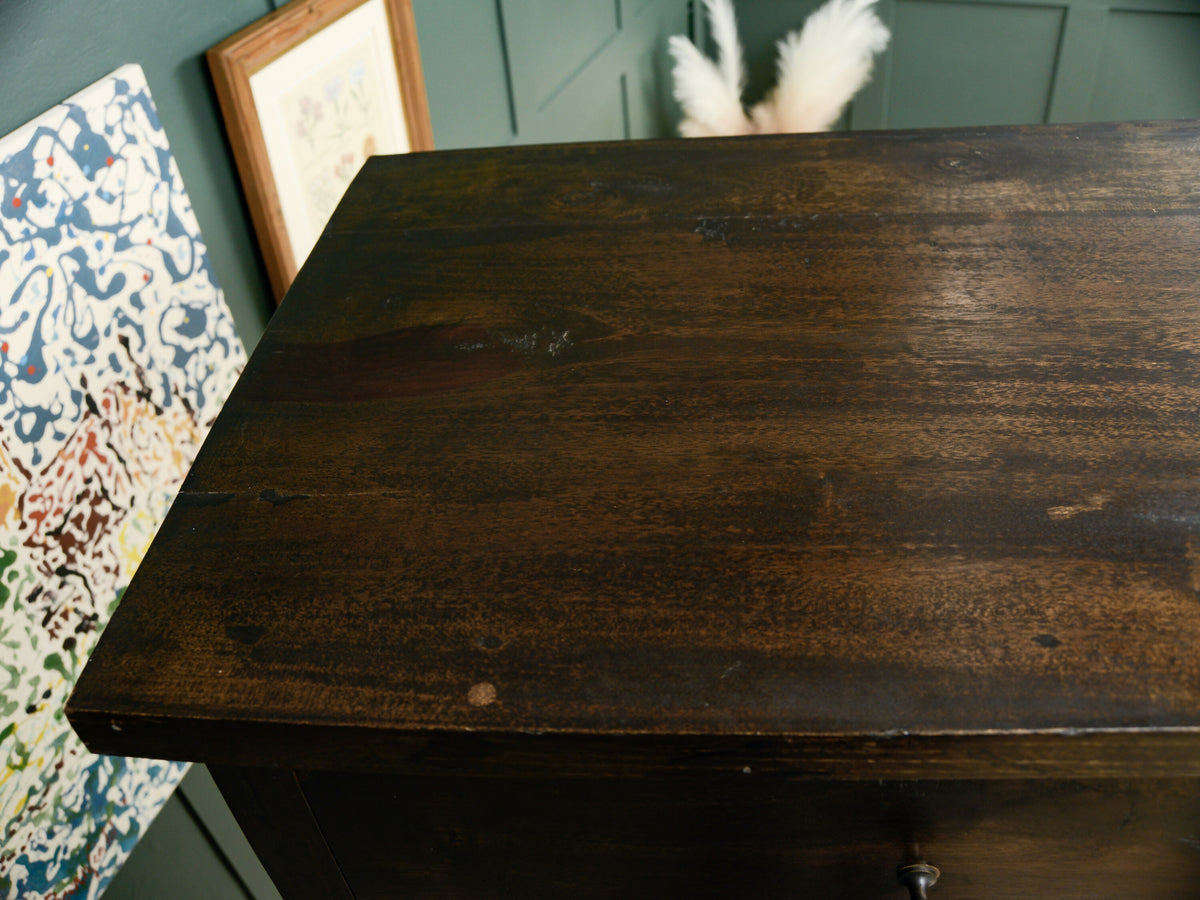 Dark Solid Wood Tallboy Drawers - Over 5 FT - Hardwood