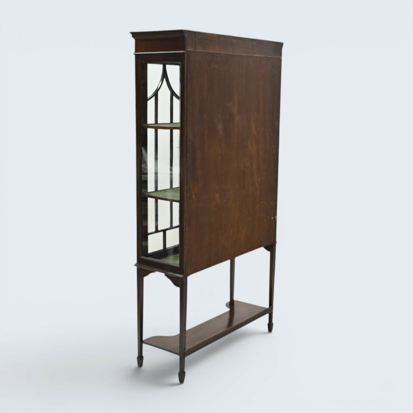Edwardian Inlaid Mahogany Display Cabinet Leaded Glass Key & FREE UK Delivery