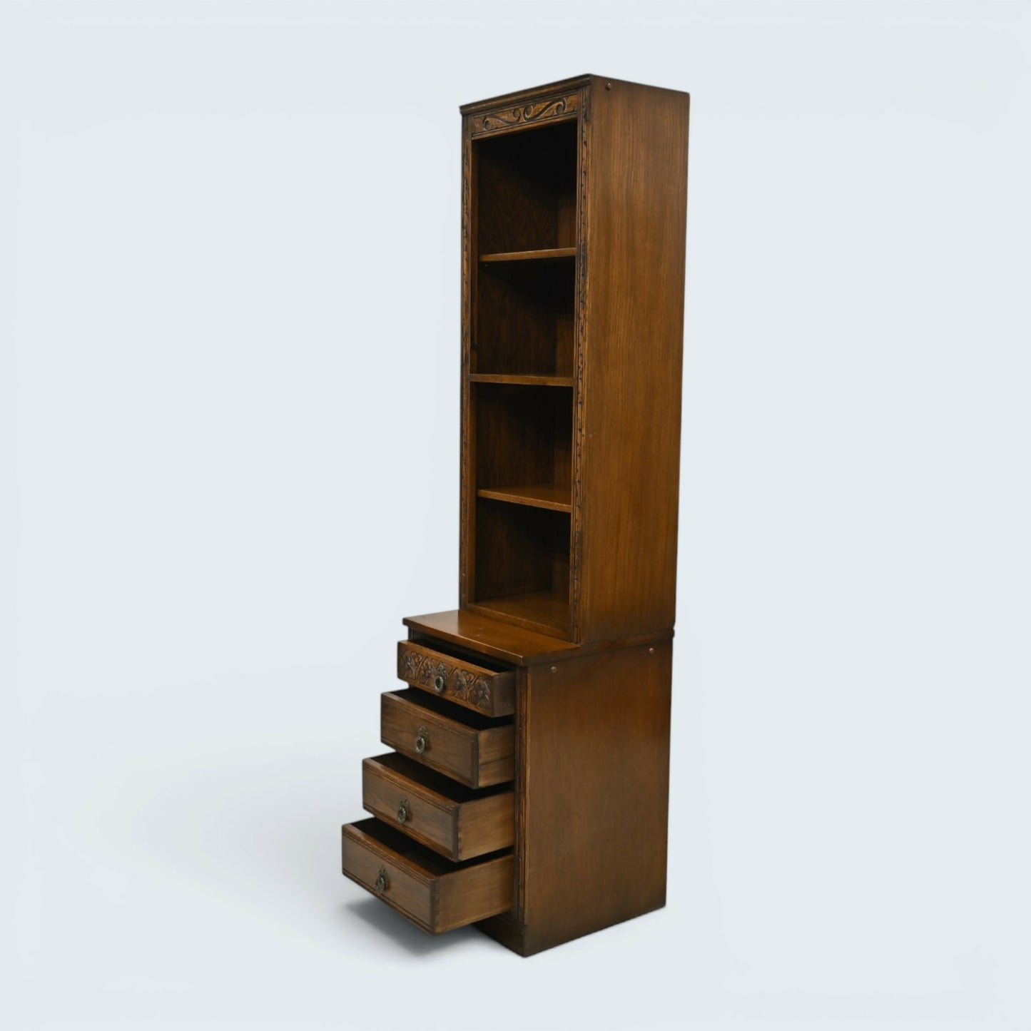 Old Charm Narrow Bookcase 4 Drawers 3 Shelves Light Oak FREE UK Delivery*