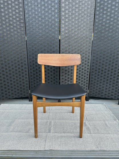 Single Vintage Mid-Century Danish Dining Chair Black Vinyl