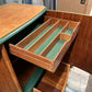 Mid century modern revived sideboard in forest green and oak