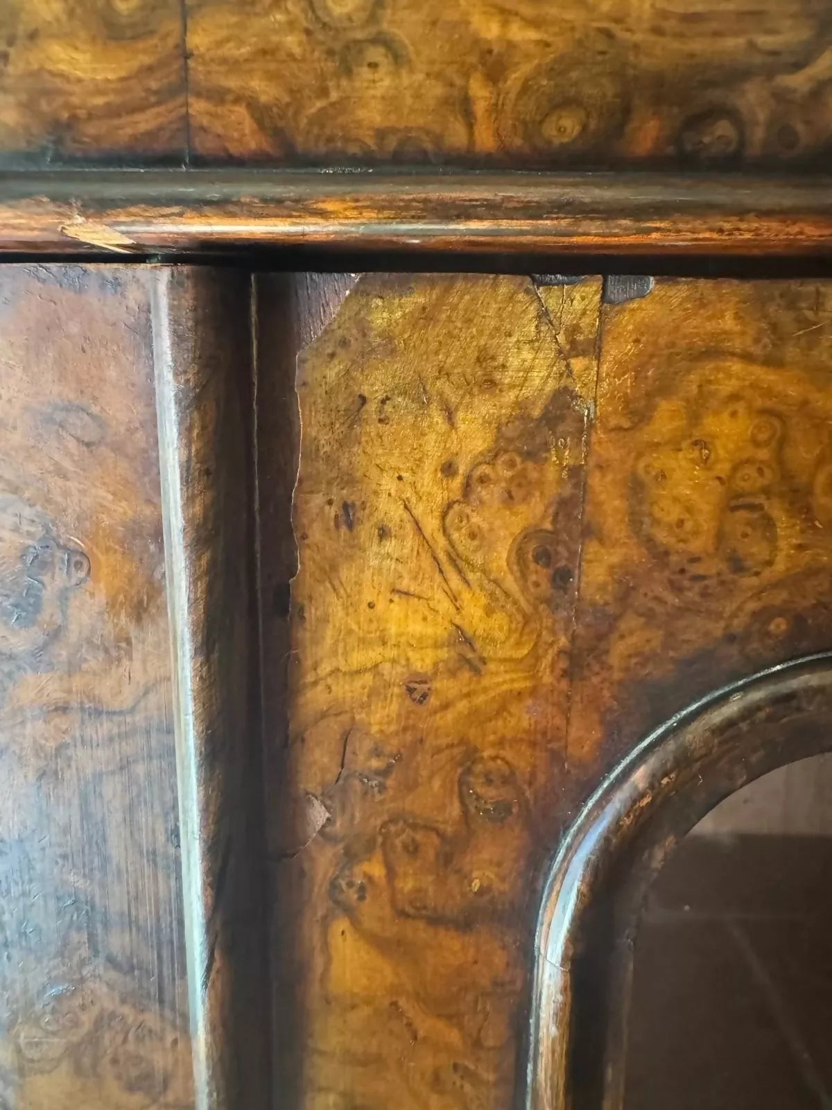 Vintage Victorian Burle Walnut Display China Bookcase Glazed Cabinet