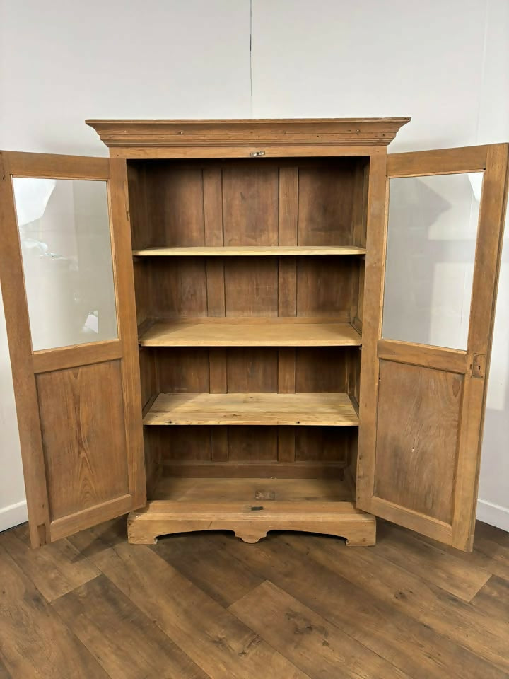 Vintage Indian Reclaimed Solid Wood Glazed Cupboard