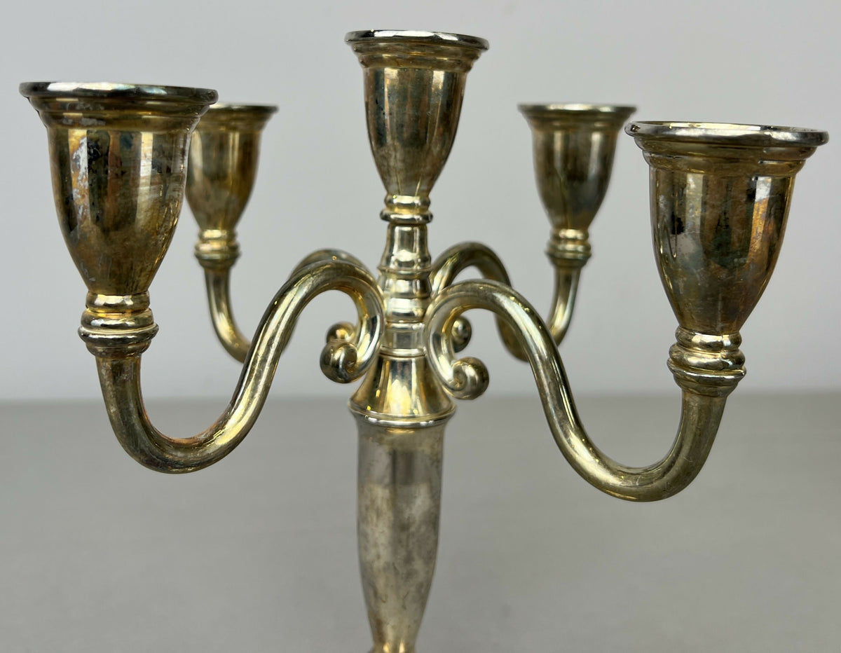 Pair of Candelabras Vintage French Style Metal Five Arm Candle Holders LOT 6483