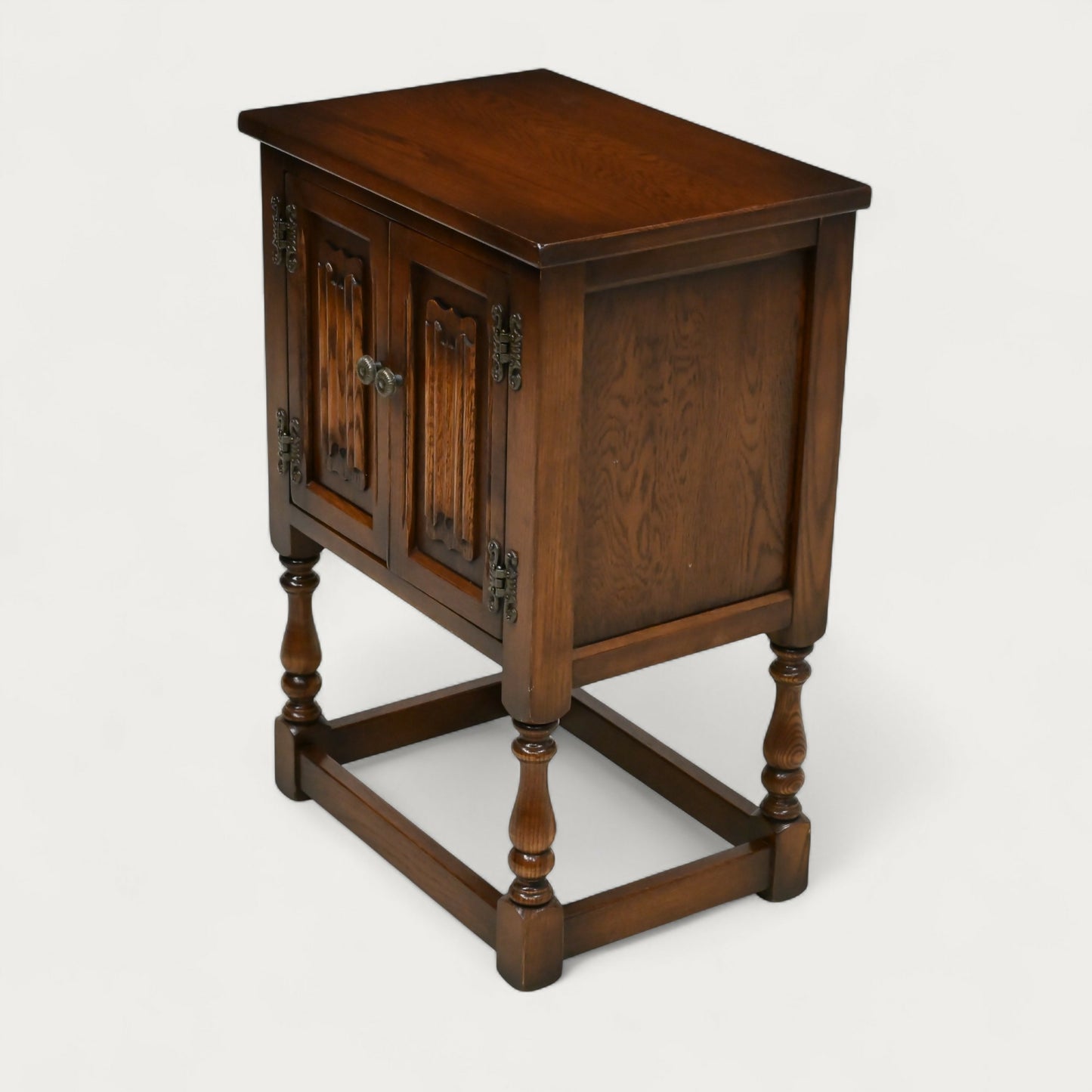 Old Charm Pedestal Cabinet/Cupboard Linenfold Doors Tudor Brown FREE UK DELIVERY. SBR10810/0708E