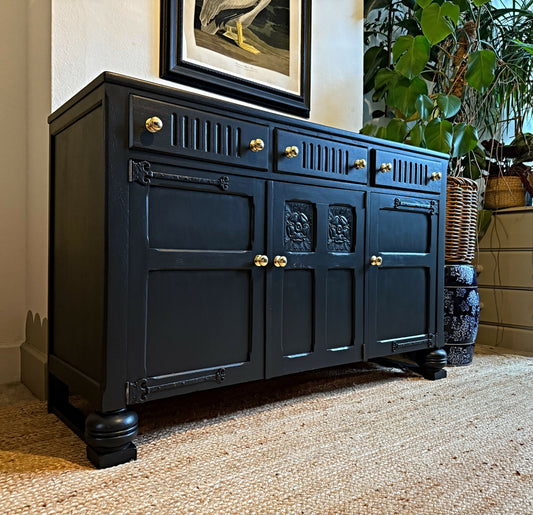 Newly refurbished solid wood sideboard black large
