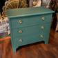 Vintage Heritage Green Chest of Drawers | Gold Bee Lined Drawers & Gold
