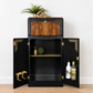 Refinished Art Deco Burl Walnut Cocktail Cabinet In Black With Gold Design. 1930s drink cabinet. Gin bar. Refurbished. sideboard slim narrow