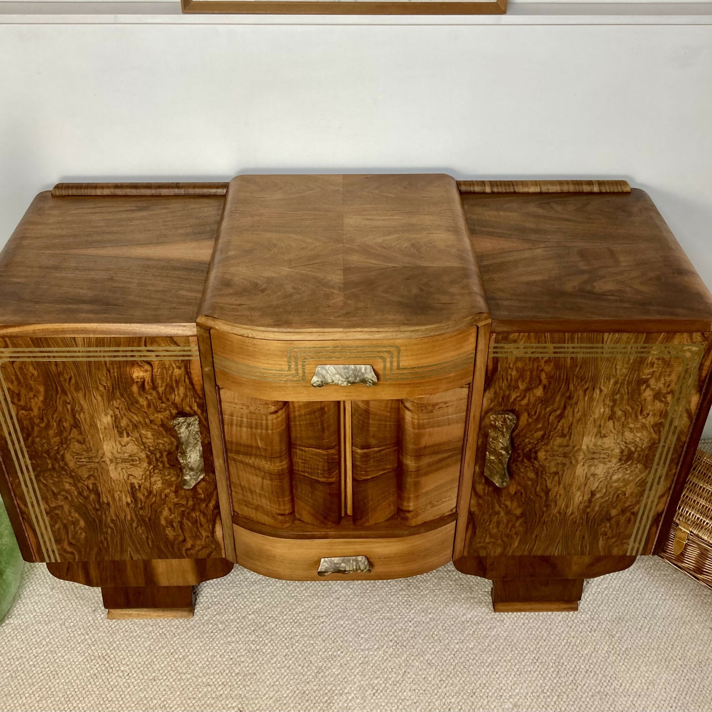 Art Deco Walnut Sideboard Cocktail Cabinet by F.H Marshall
