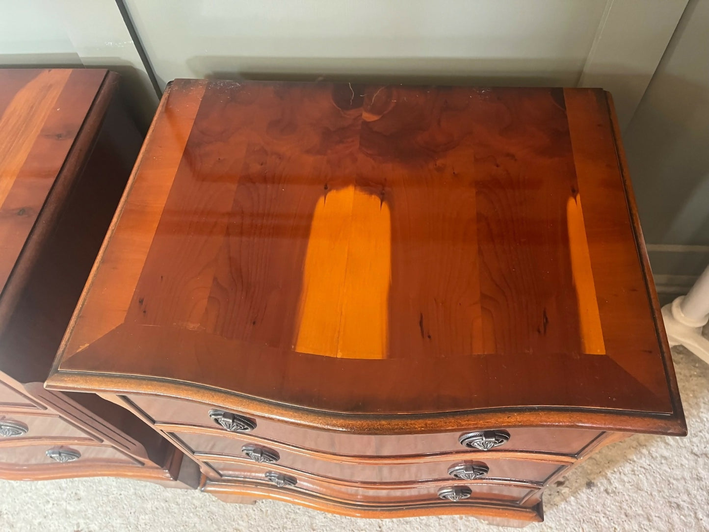 Pair Vintage Bedside Chests Antique Style 3 Drawer Vgc