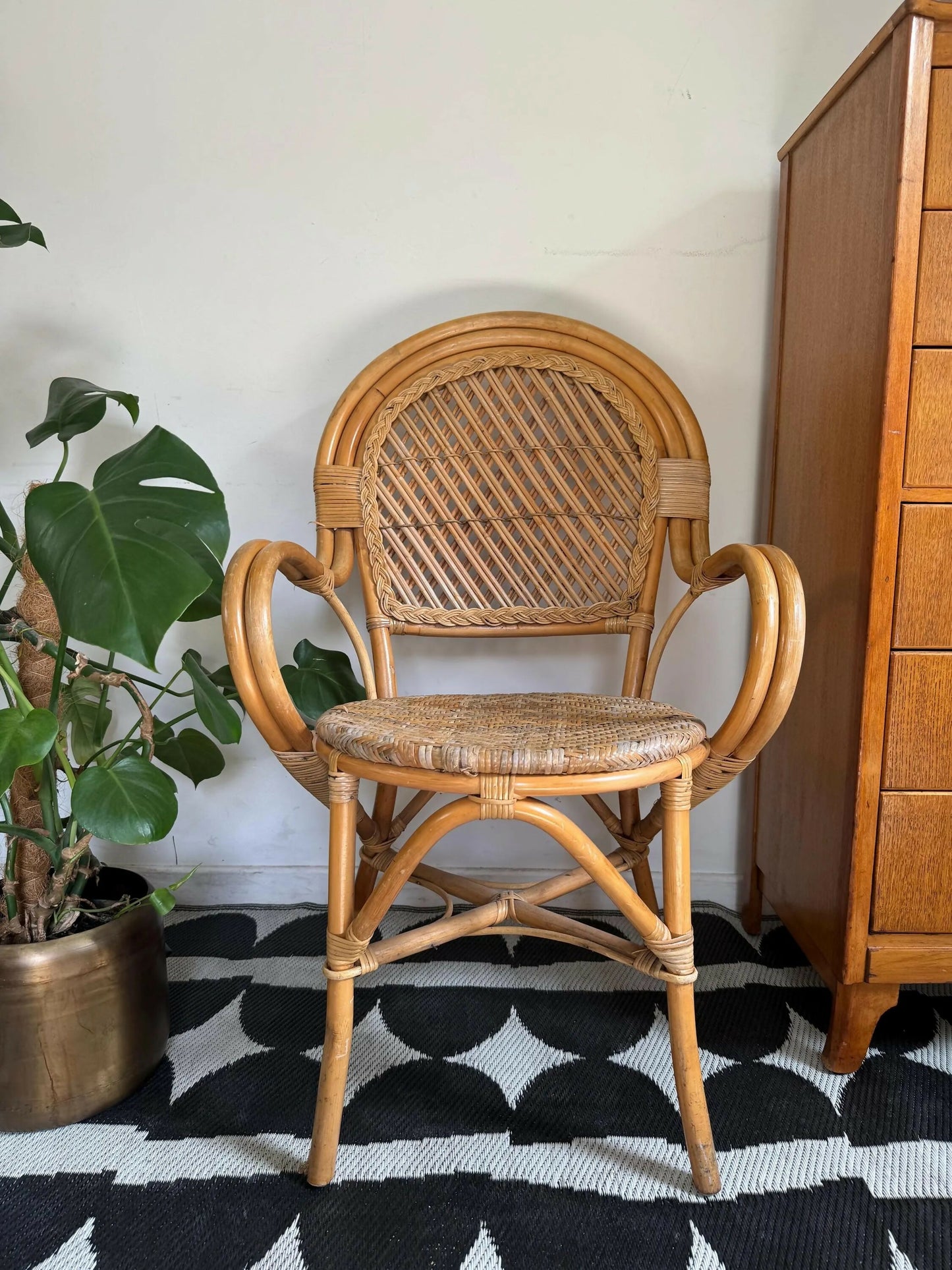 Mid Century Retro Vintage Bamboo Cane Chair