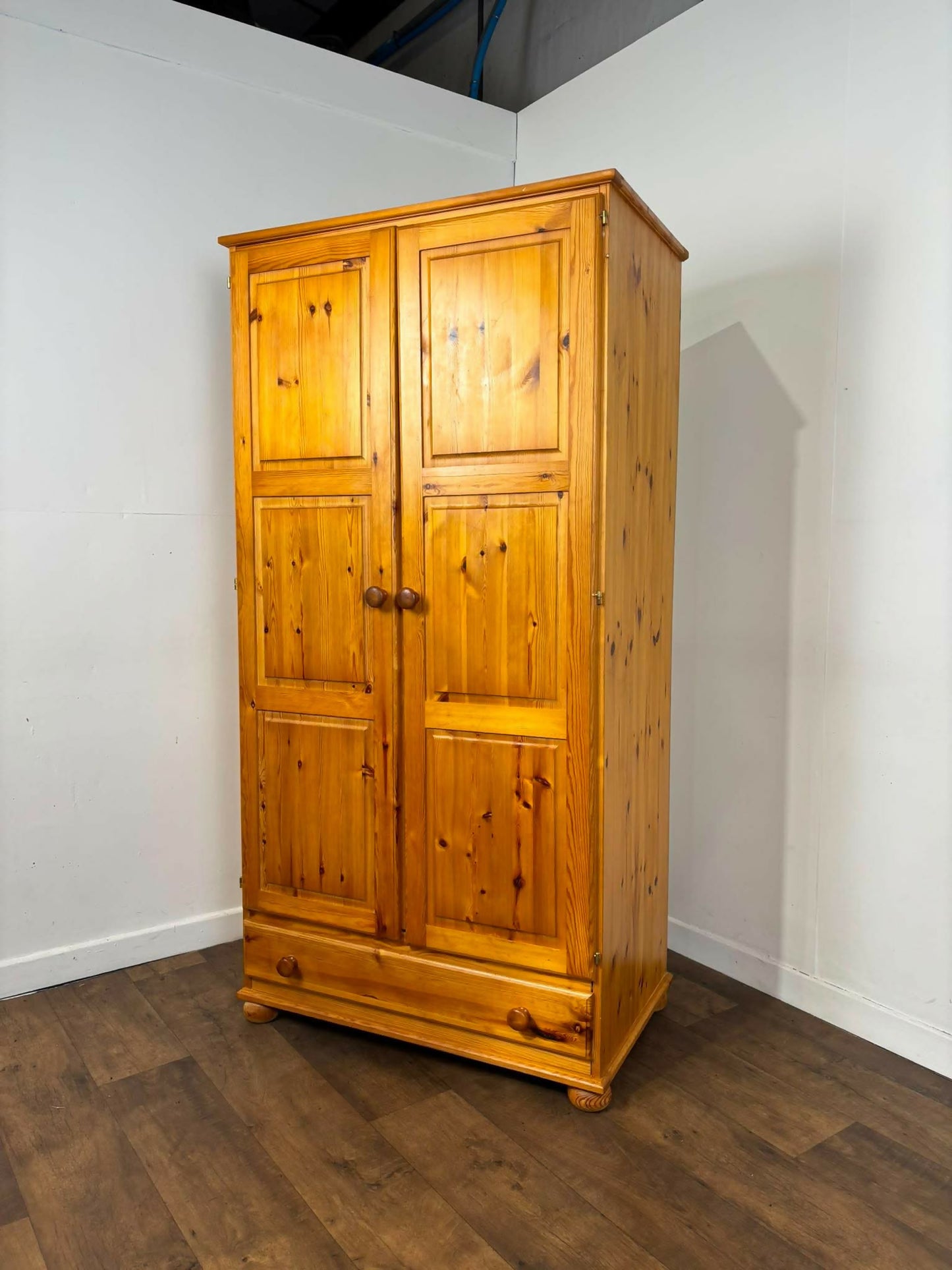 Contemporary Pine Double Wardrobe