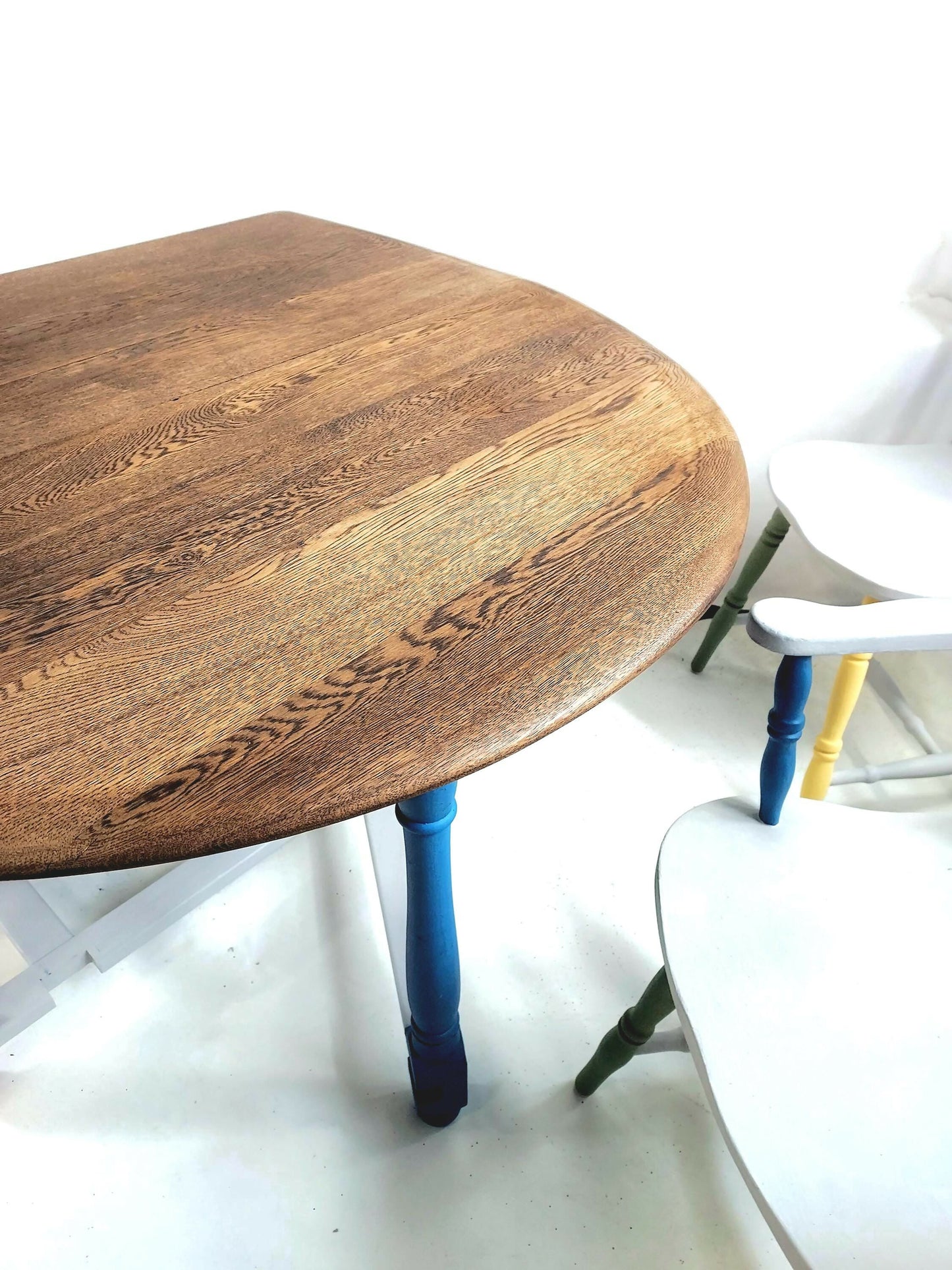 Rainbow Colour Solid Wood Farmhouse Dining Table And Chairs