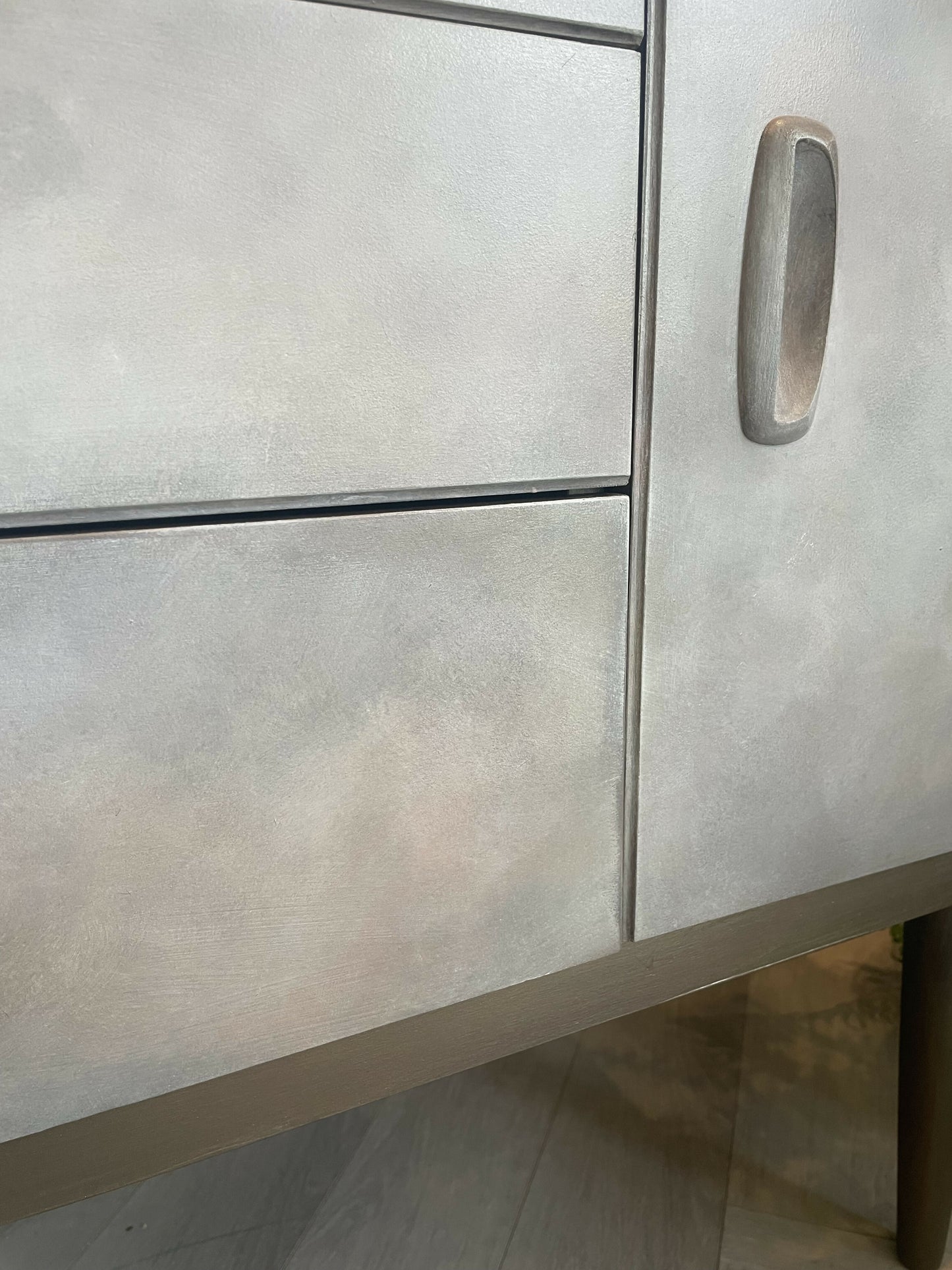 Mid Century Hand Painted Cabinet, Bronze Earthy Tones