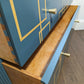 Large Blue and gold vintage chest of drawers with geometric pattern and original mirrors