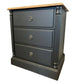 Refinished Black Bedside Tables Pair Vintage Nightstands Wood Top 3 Drawer Cabin