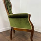 Reproduction Mahogany Green Velvet Upholstered Armchair – Furnishings Italia