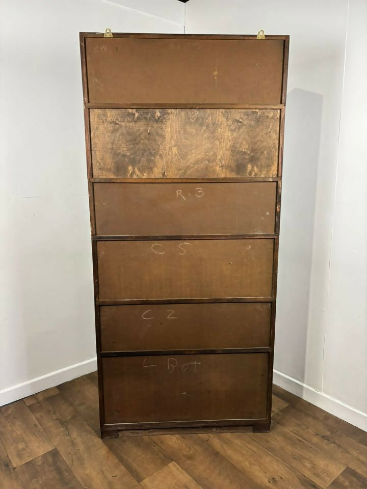 Minty Oxford Mid Century Library Oak Glazed Six Tier Bookcase