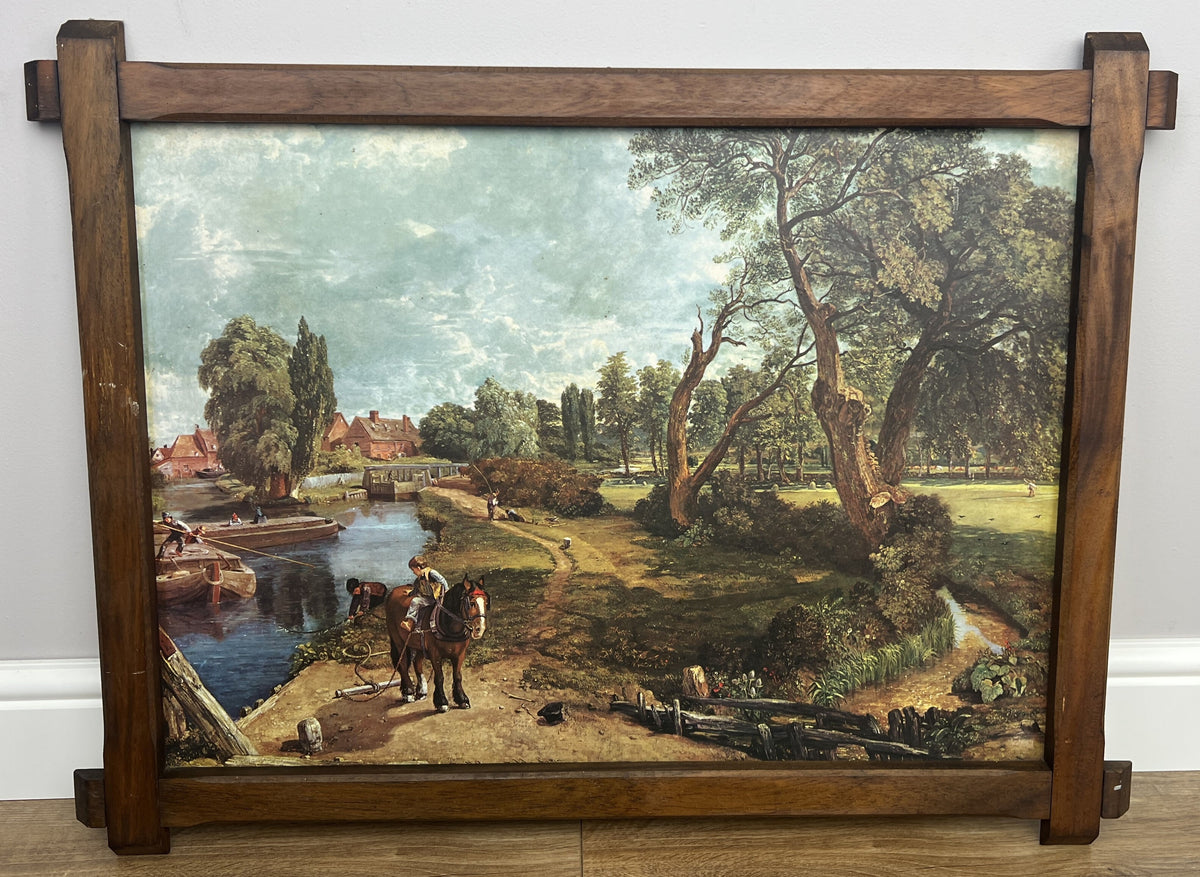 Painting Vintage French Style Landscape Print Oak Framed Wall Art LOT 6547