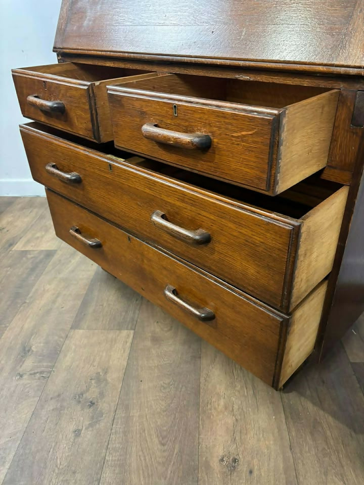 Vintage Oak Bureau Bookcase