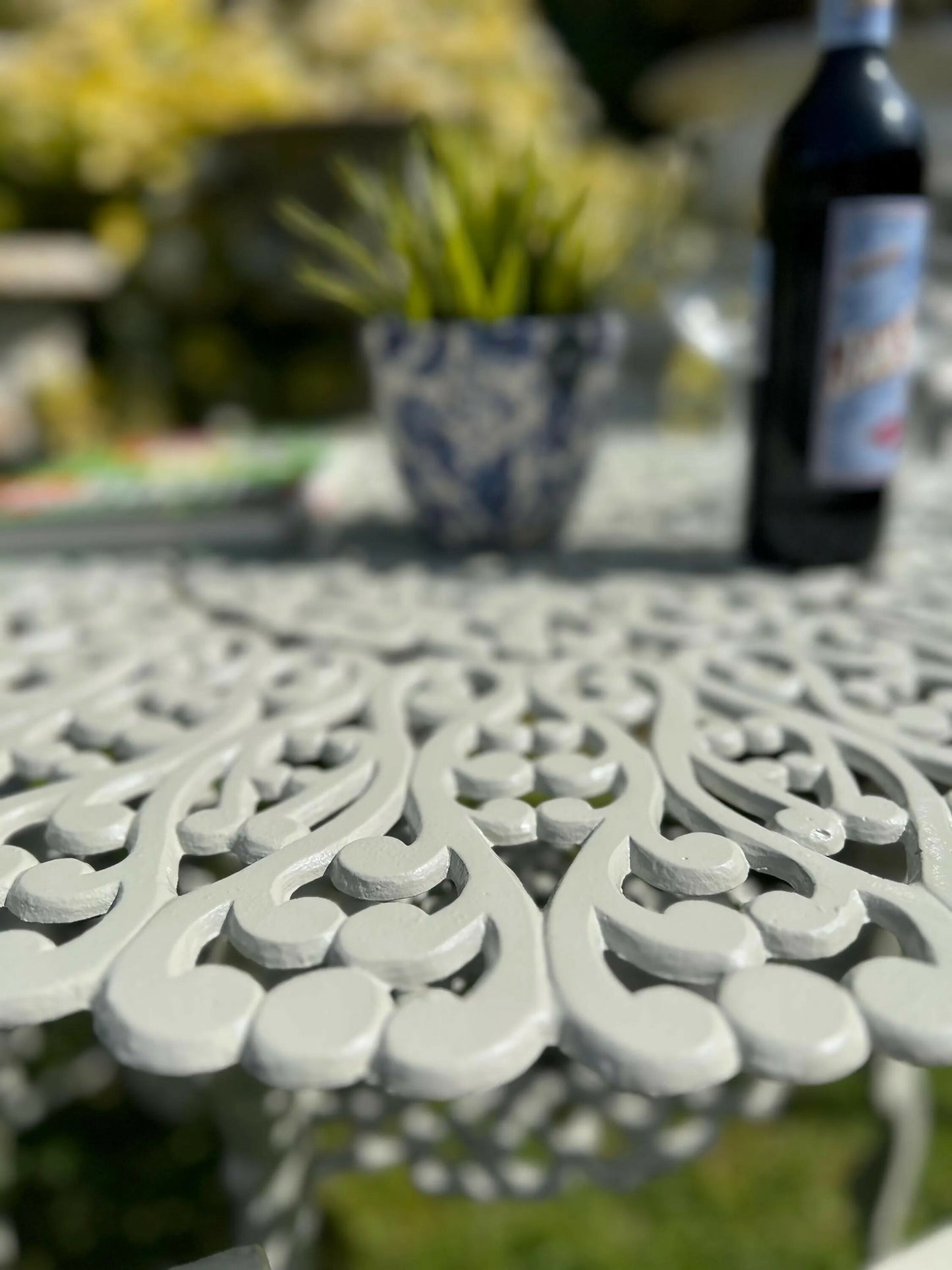 White Love Seat Patio Set with Bench in Pebble Grey