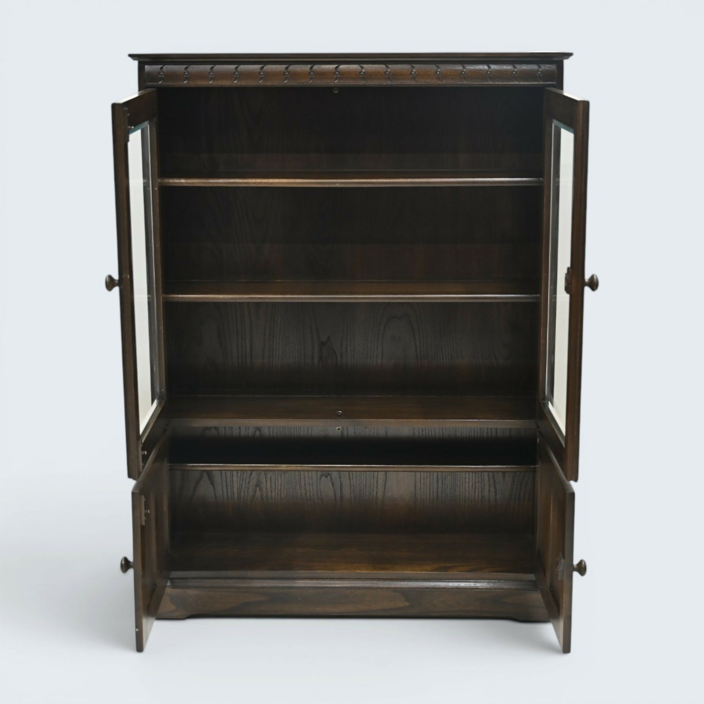 Ercol Mural Display Bookcase with Cupboard Traditional Finish FREE UK* Delivery