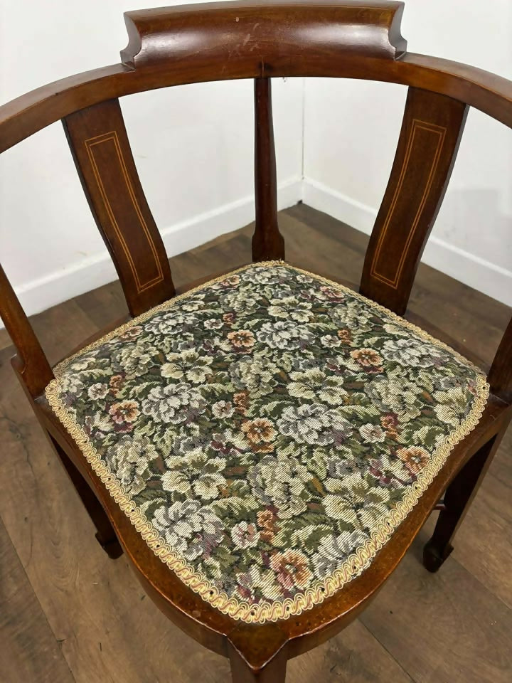 Edwardian Inlaid Mahogany Corner Chair