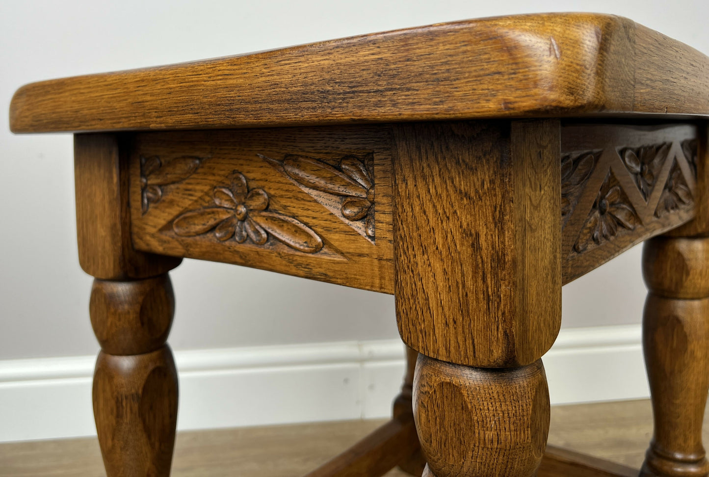 Pair of Bedside Tables Vintage French Oak Nightstands Carved Cabinets LOT 6212