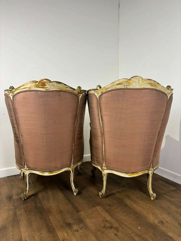 Pair of French Louis XVI Style Reproduction Armchairs