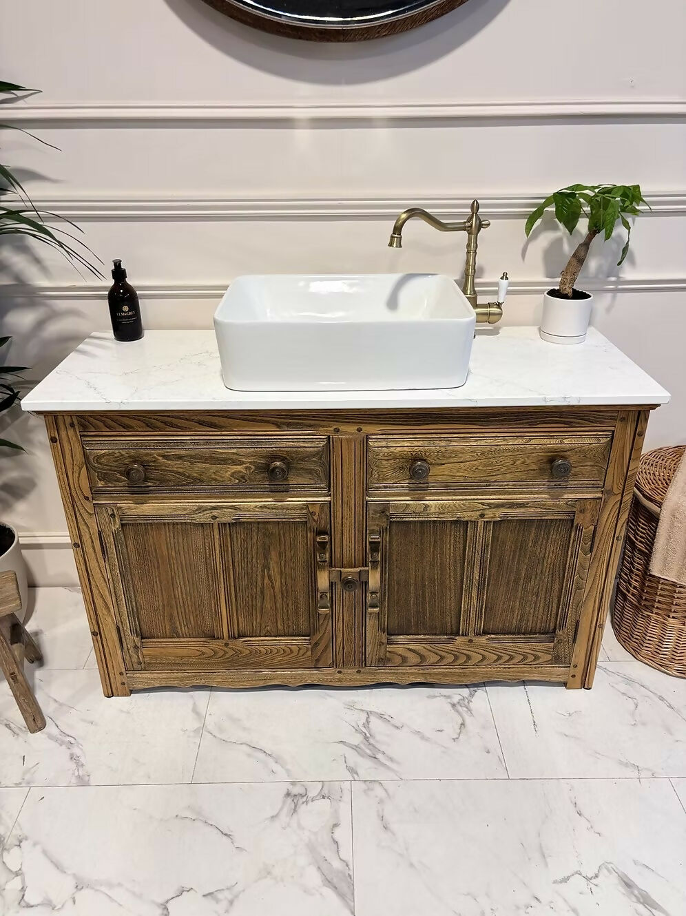 Wooden Bathroom Vintage Vanity Unit