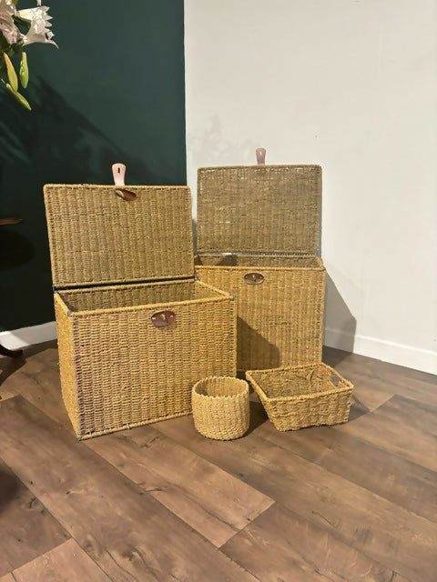 Two Matching Seagrass Storage Baskets