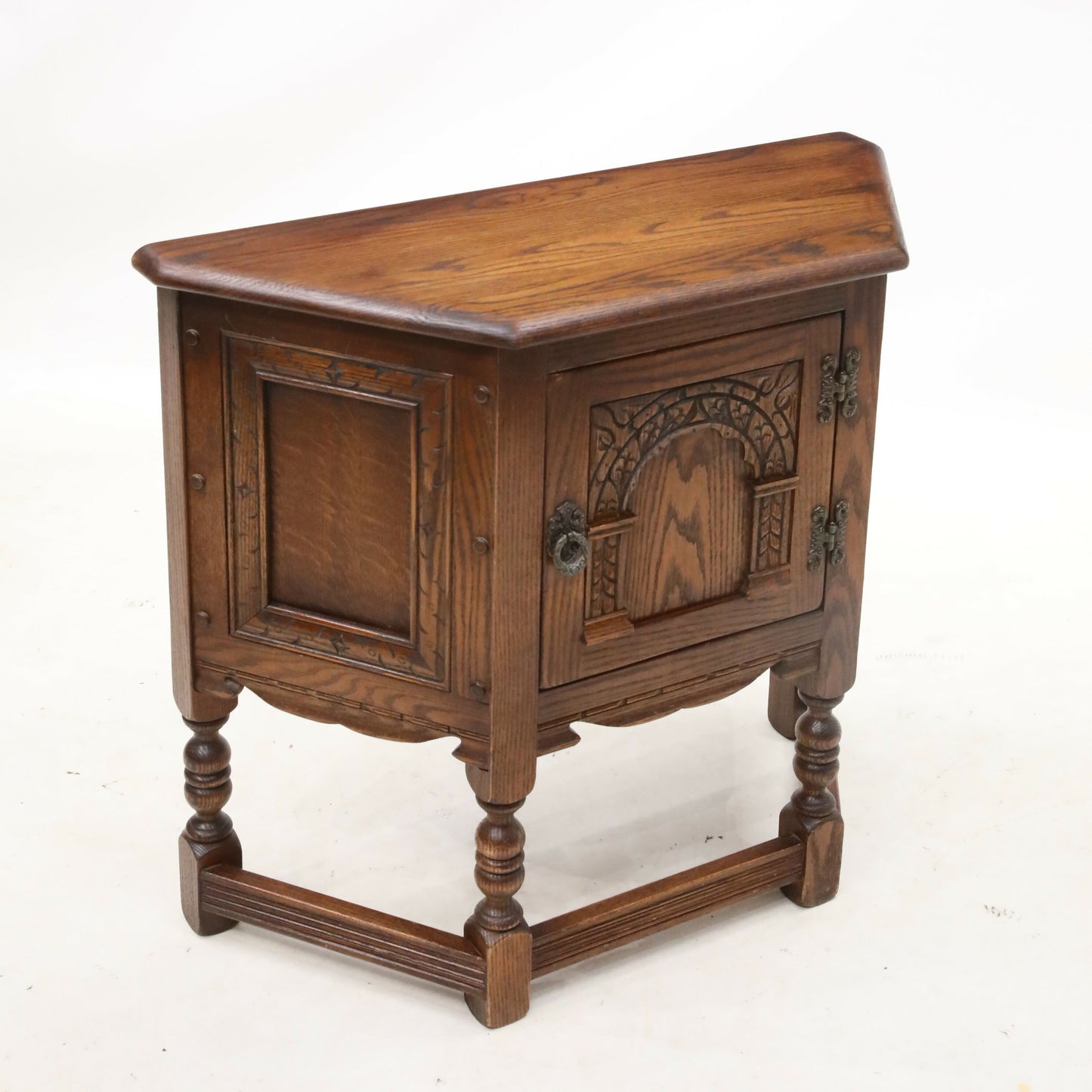 Old Charm Canted Table With Cupboard Finished In Tudor Brown FREE UK Delivery*. SBR9211/0506D